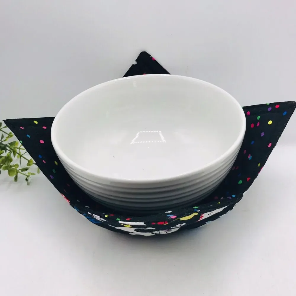 Microwave Bowl Cozy Holder, Reversible, Cute Cats, 3 Sizes, Plate, Soup, Pint